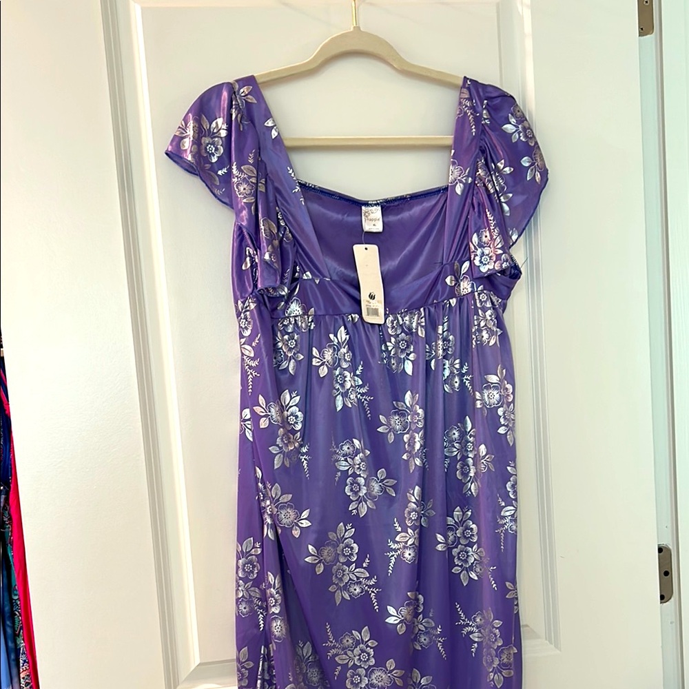 Happie Purple Floral Lingerie with Silver Accents / NWT